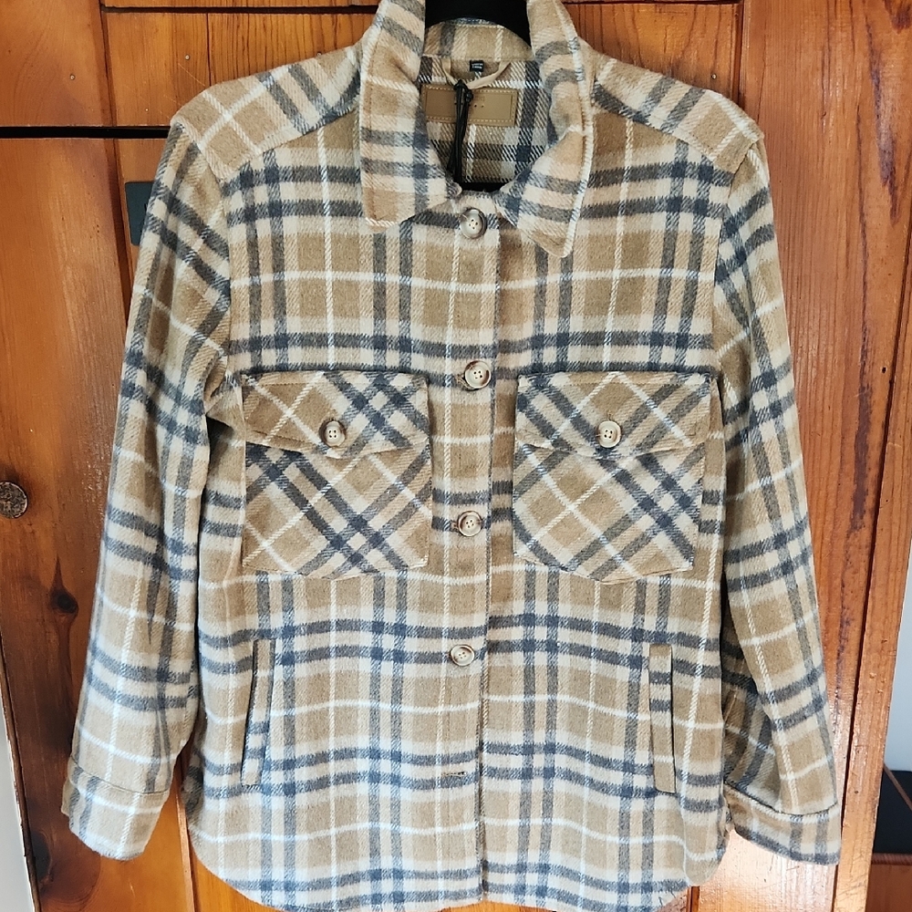 Plaid Button-Up Jacket NWT - image 1